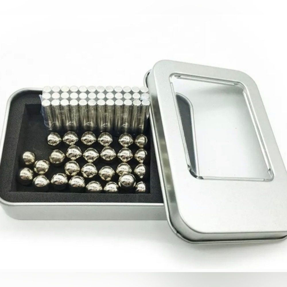Magnetic Rods & Balls Puzzle Set in Tin can NEW